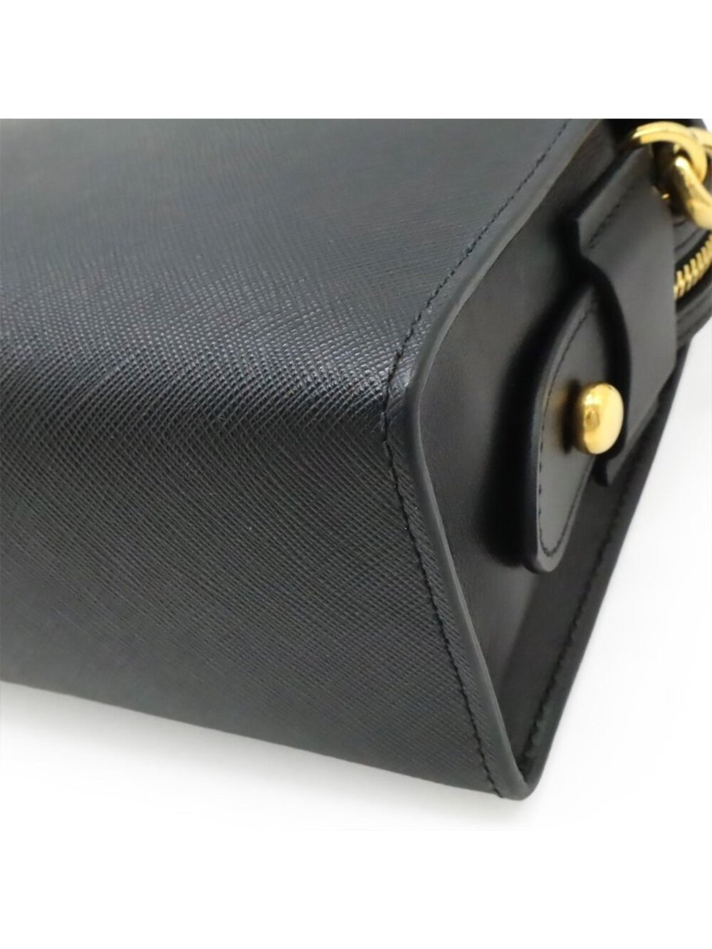 Prada Esplanade Shoulder Bag Crossbody Saffiano Leather Nero Black Gold - Picture 3 of 9